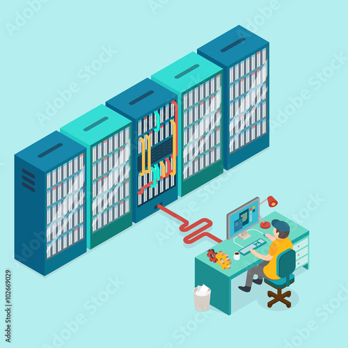 Data center and hosting. Network internet database.