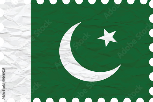 wrinkled paper pakistan stamp