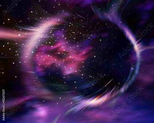 Stars and material falls into a black hole