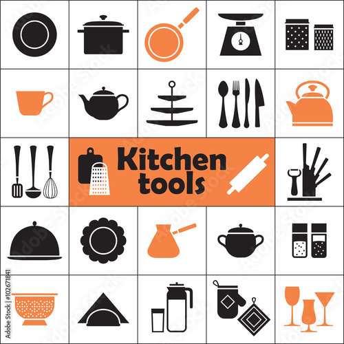 Kitchen tools icons set