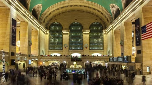 Time lapse long exposure shot of Grand Central Terminal station interior in Manhattan, New York, USA