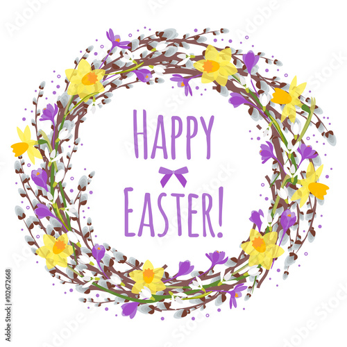 Vector willow branch with pussy for Easter design