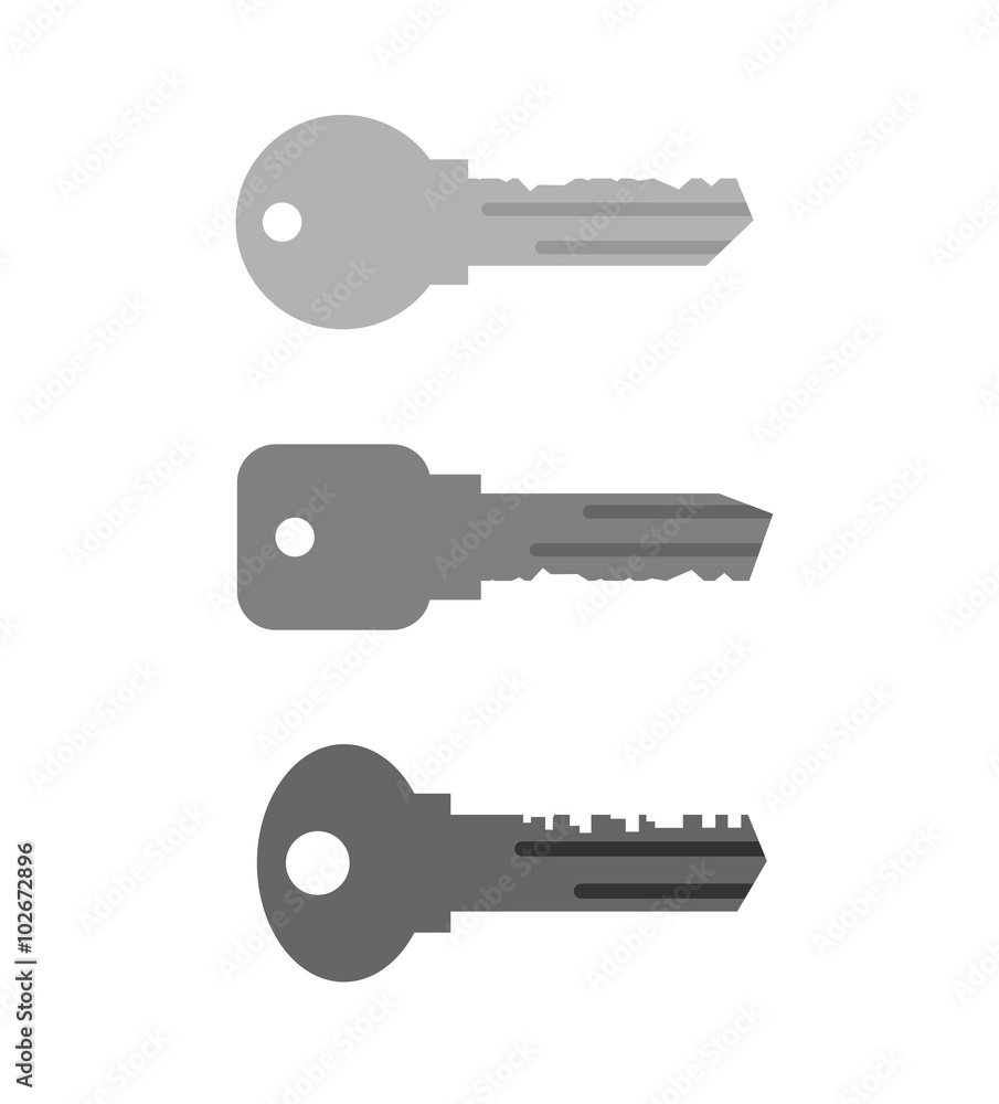 Housing key set. Simple key from  keyhole in door of house and a