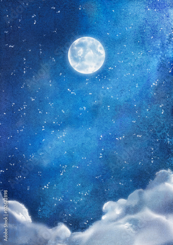 Obraz na płótnie Akwarela nocne chmury