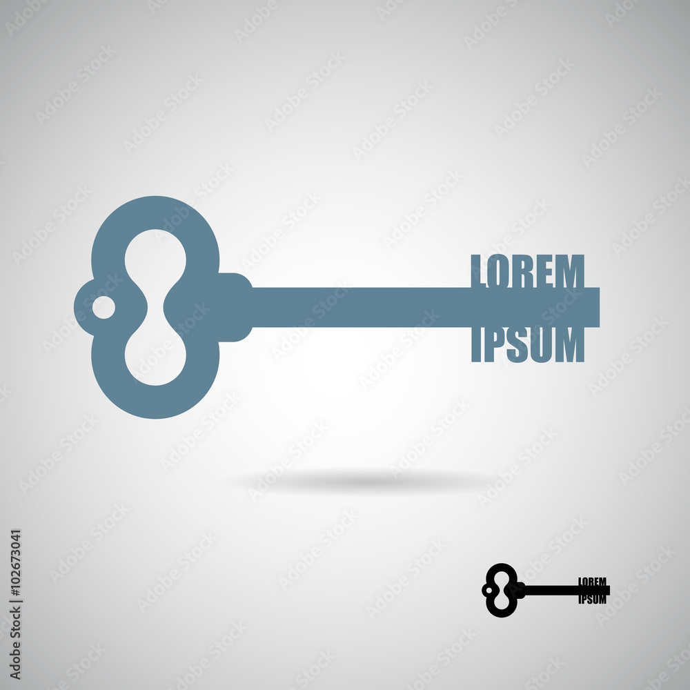 Old key logo. Logo for real estate or construction company. Turn Old key logo. Logo for real estate or construction company. Turn