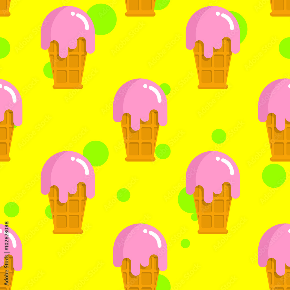 Vanilla ice cream seamless pattern. Cold milk pink dessert. Stra Vanilla ice cream seamless pattern. Cold milk pink dessert. Stra