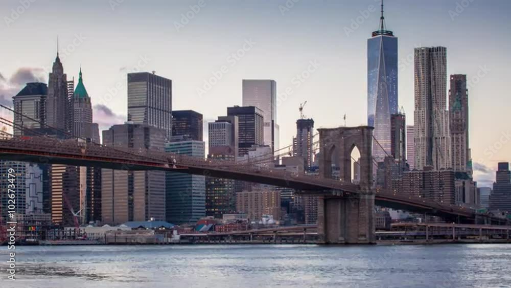 New York Lower Manhattan long exposure sunset evening to night time-lapse New York Lower Manhattan long exposure sunset evening to night time-lapse