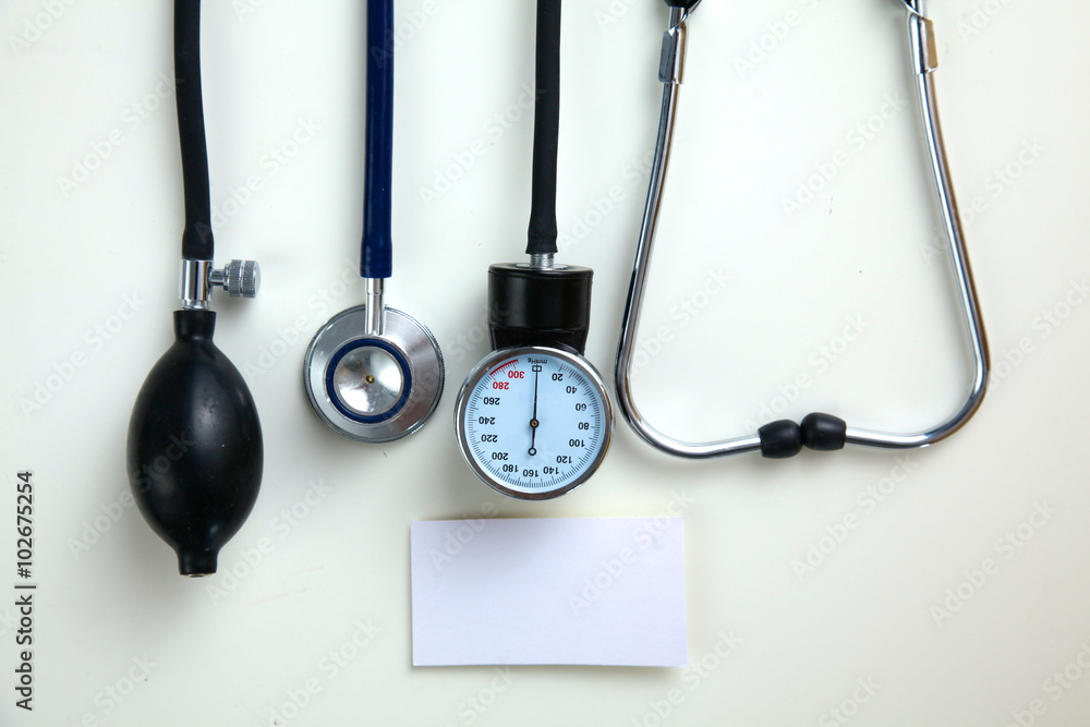 Blood pressure meter medical equipment isolated on white Blood pressure meter medical equipment isolated on white