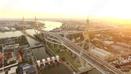 bhumibol 1,2 suspension bridge in bangkok thailand