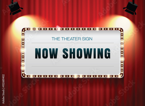 theater sign on curtain