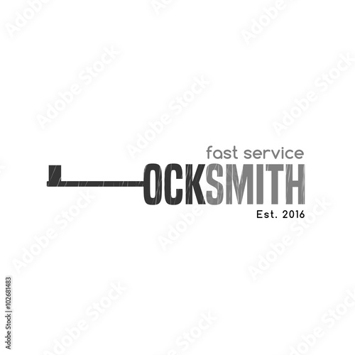 Locksmith vector logo, icon. Key is shaping letter "L"