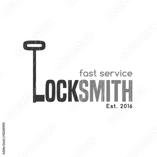 Locksmith vector logo, icon. Key is shaping letter "L"