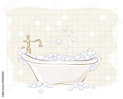 Vector illustration - bath with foam 