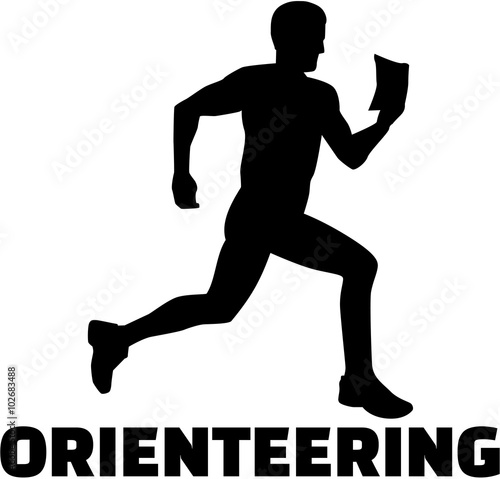 Orienteering silhouette with word