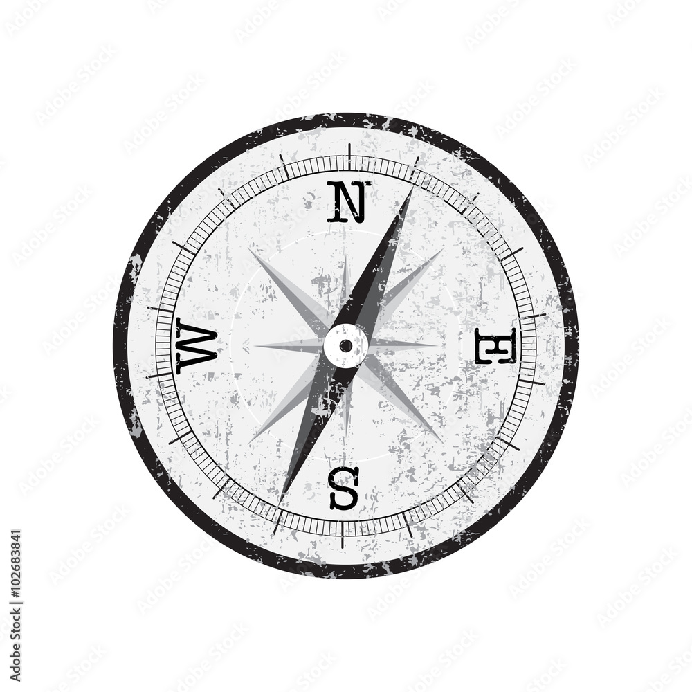 Isolated grunge compass on white background Isolated grunge compass on white background