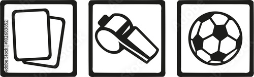 Referee icons - cards, whistle and soccer ball