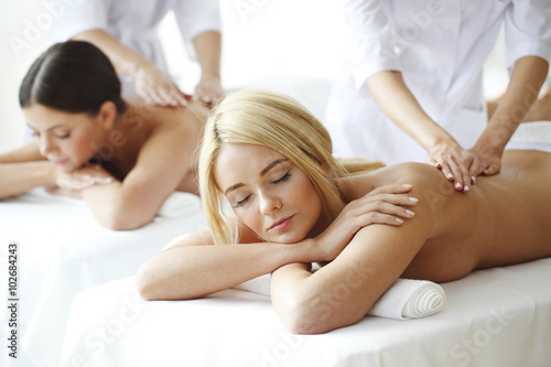 Two women getting massage