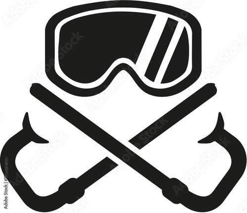 Snorkel mask with crossed snorkels