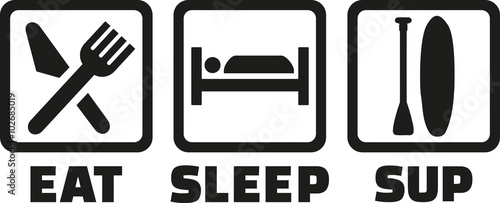 Eat sleep SUP icons