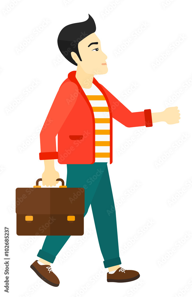 Businessman walking with briefcase. Businessman walking with briefcase.