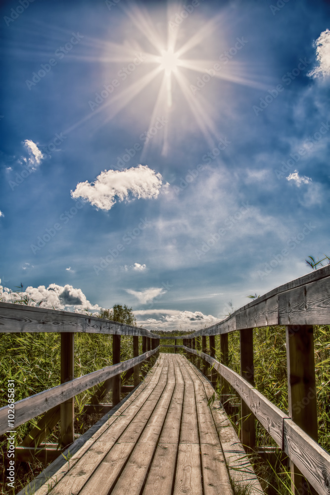 footbridge and sun