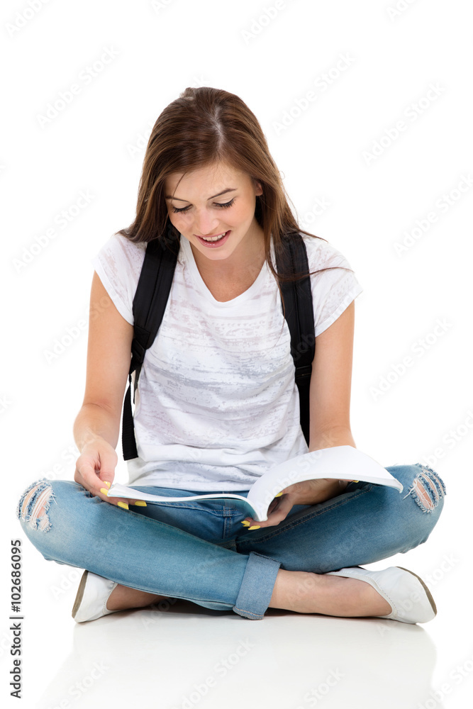 female college student reading a book female college student reading a book
