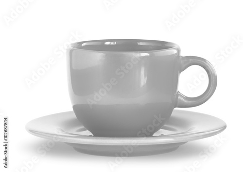 Gray coffee cup with plate