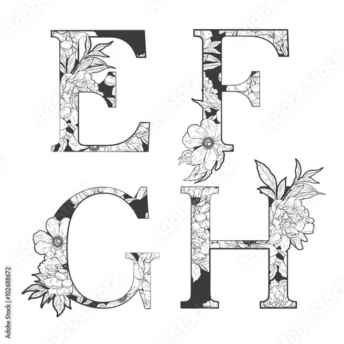 Vector flower alphabet. 