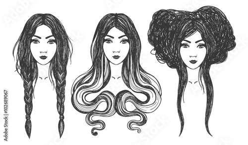 Women. Tattoo art, coloring books.