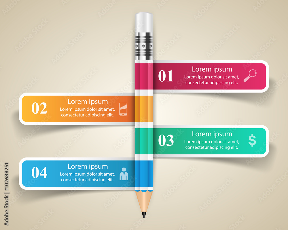 Fototapeta premium Business Infographics. Pencil icon.