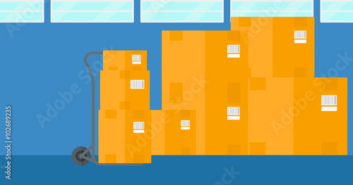 Background of cardboard boxes in warehouse.