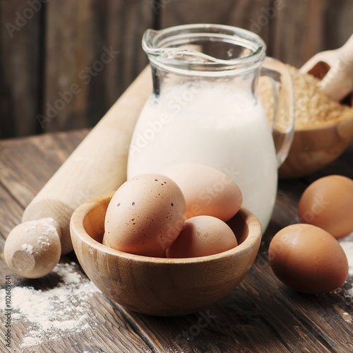 ingredient for baking on the vintage table