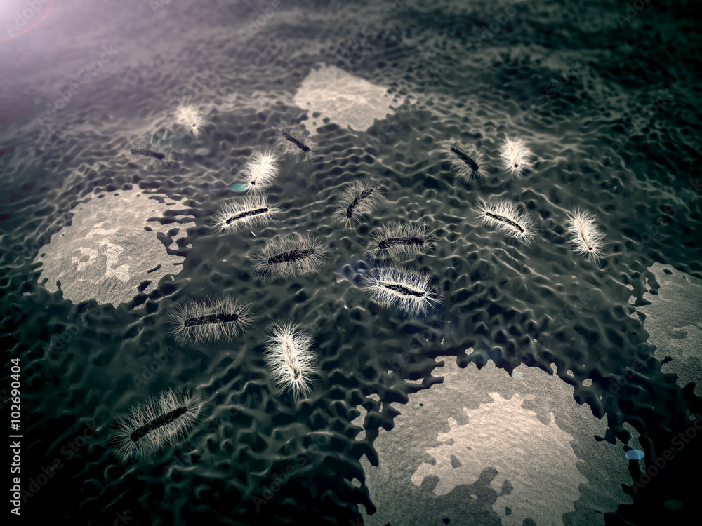 3d rendered group of bacteria, group of  bacterium