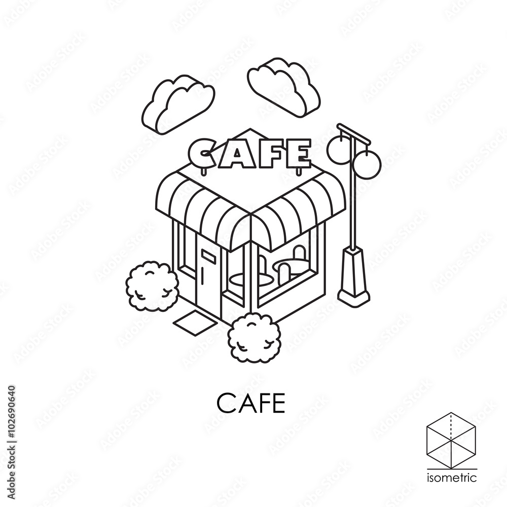 Isometric vector icon cafe Isometric vector icon cafe