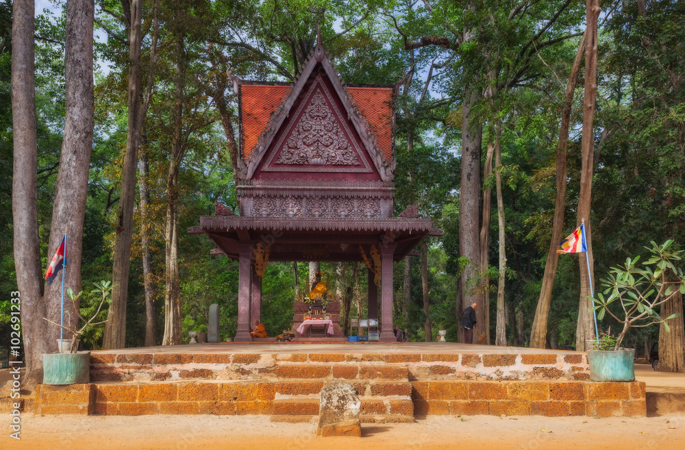 Obraz premium SIEM REAP, CAMBODIA. Angkor Thom. Bayon temple. Buddhist terrace