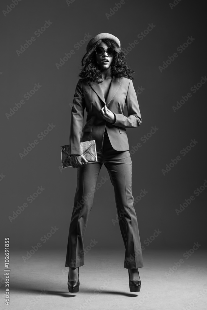 black fashion model wearing stylish wardrobe black fashion model wearing stylish wardrobe