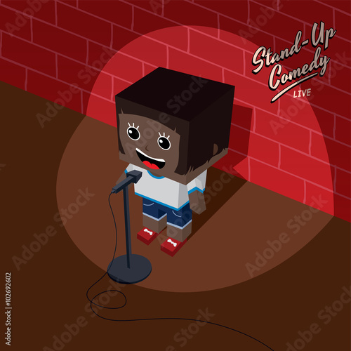 stand up comedy isometric block cartoon