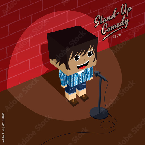 stand up comedy isometric block cartoon