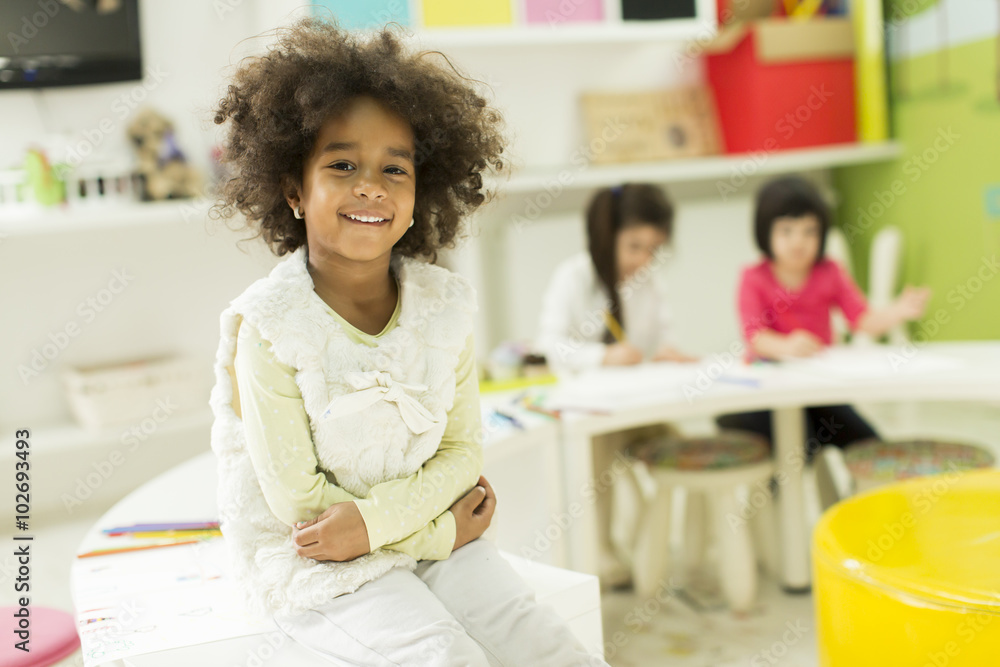 Multiracial children drawing in the playroom Multiracial children drawing in the playroom