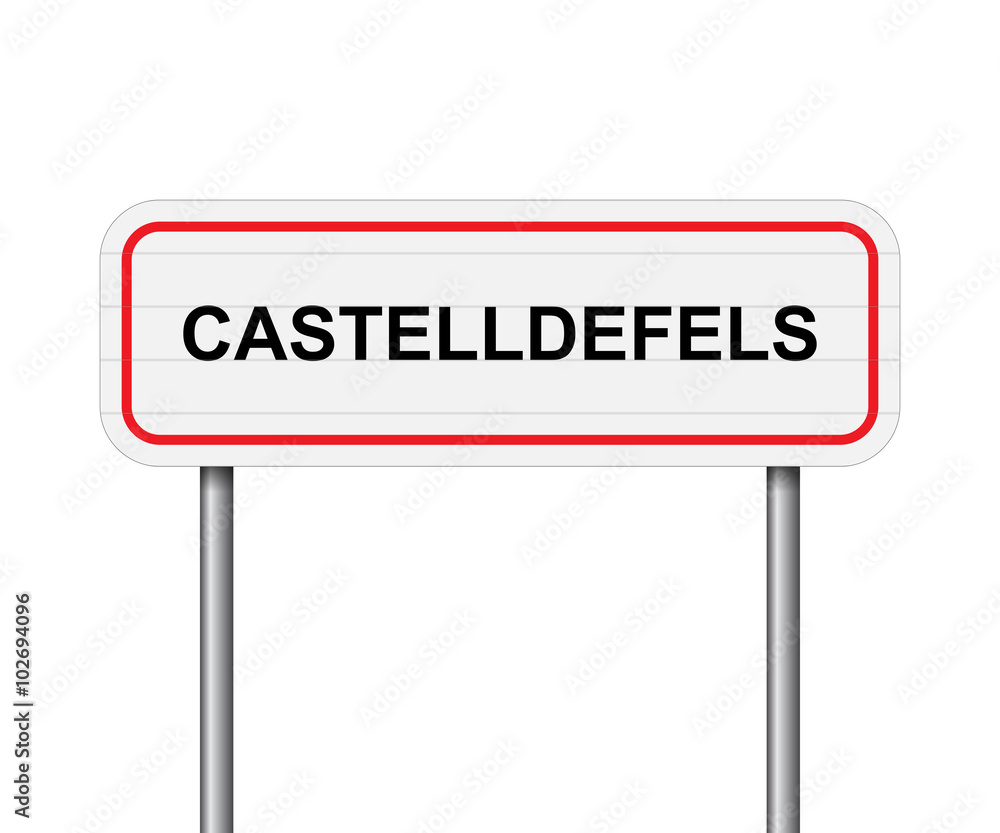 Welcome to Castelldefels, Spain road sign vector Welcome to Castelldefels, Spain road sign vector