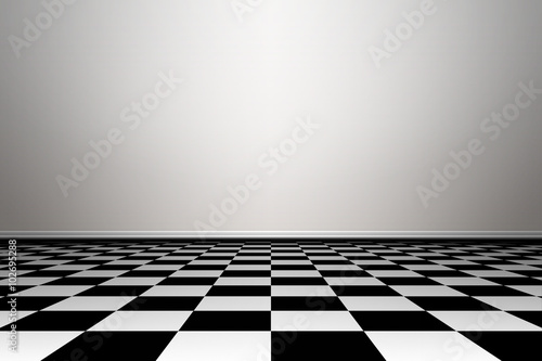 Room with floor chess style.