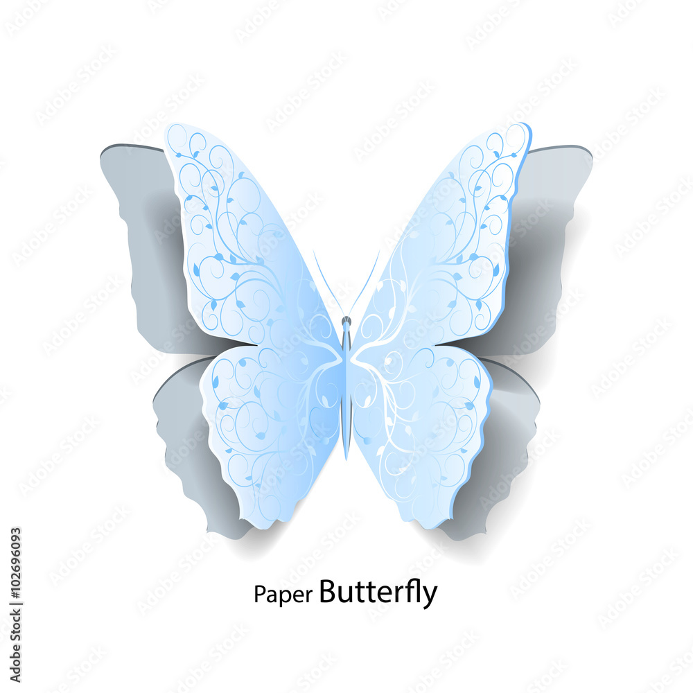 Fototapeta premium Blue butterfly cut out of paper.