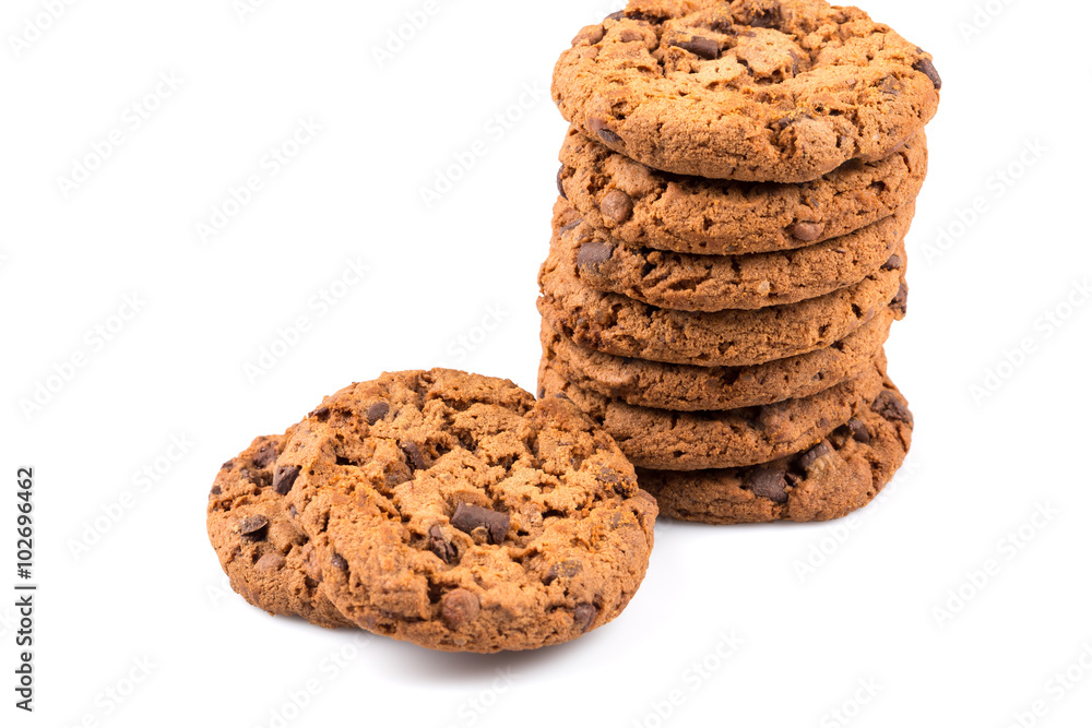 Chocolate chip cookies isolated on white Chocolate chip cookies isolated on white