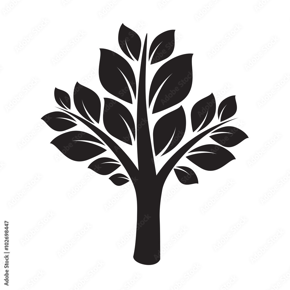 Black Tree and Leafs. Vector Illustration. Black Tree and Leafs. Vector Illustration.