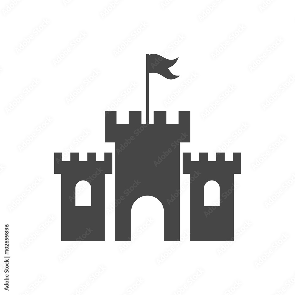 Old castle silhouette icon