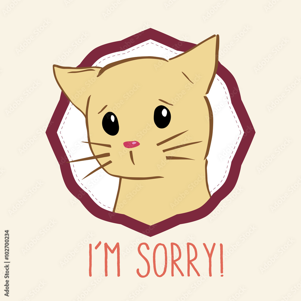 Cute sad cat saying sorry Stock Vector | Adobe Stock