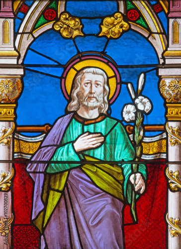 Banska Bela - St. Joseph on the windowpane of St. John the Evangelist church 