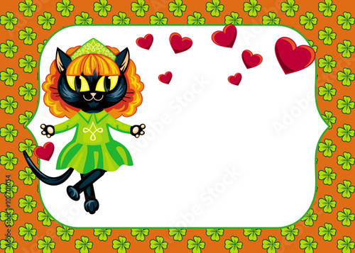 St. Patrick's  Day greeting card  with Dancing Irish cat