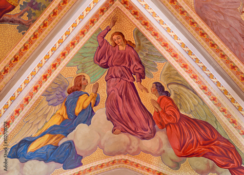 Banska Stiavnica - The angels on the ceiling of parish church