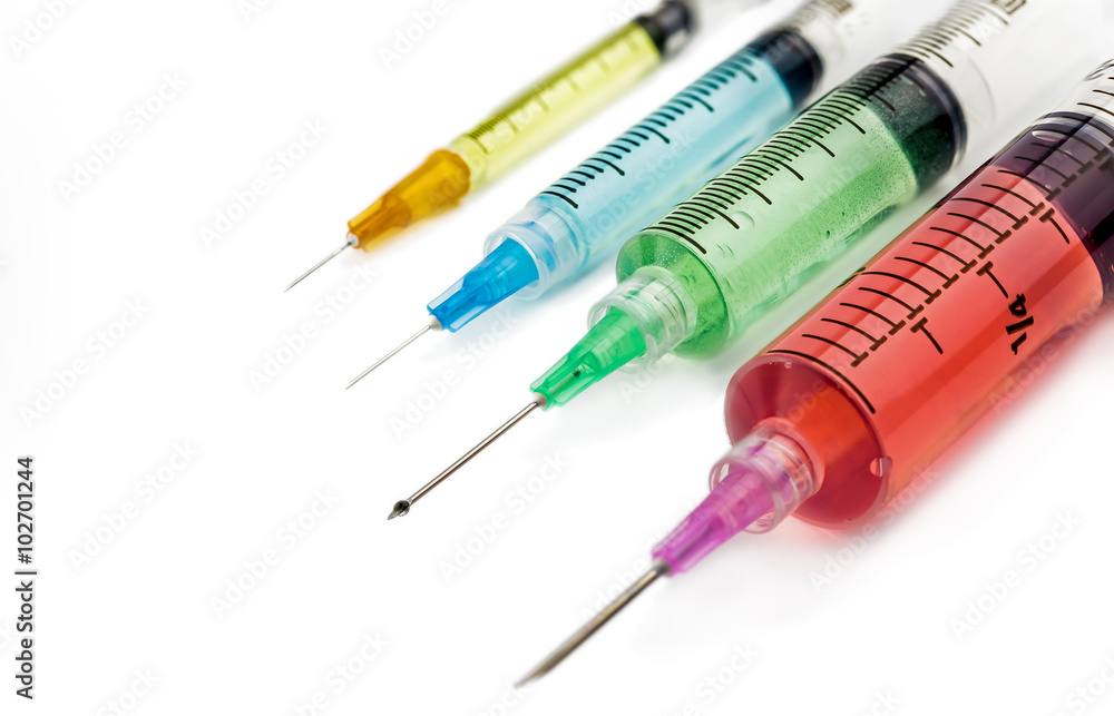 Syringes of different size. Syringes of different size.